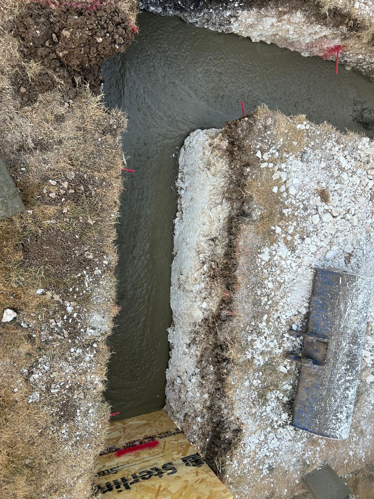 Trench foundations filled with concrete