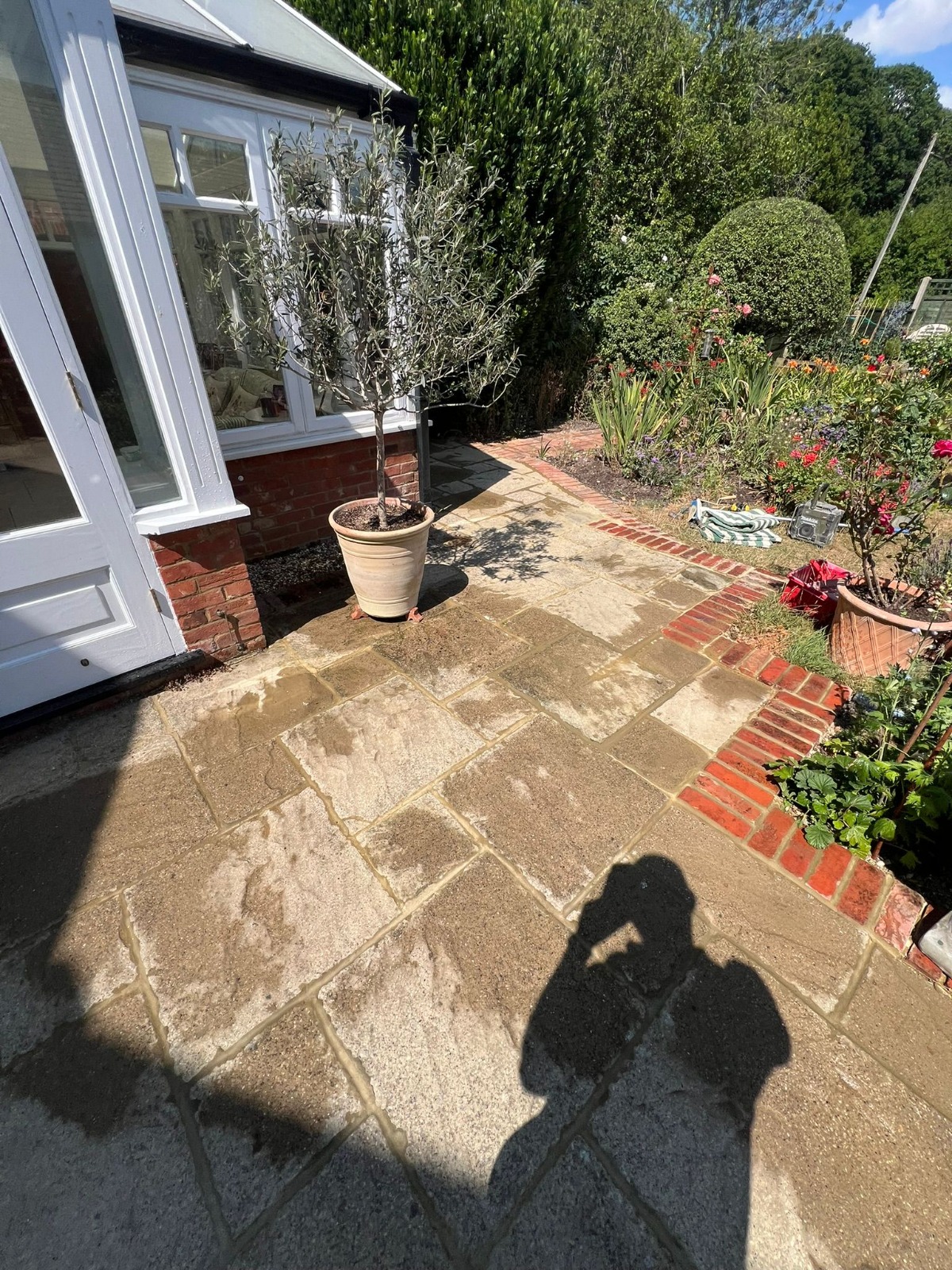Completed patio and brick edging by ELEM Construction in Hampshire